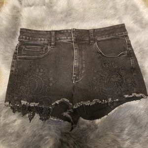 American Eagle Hi-rise Shortie black jean shorts